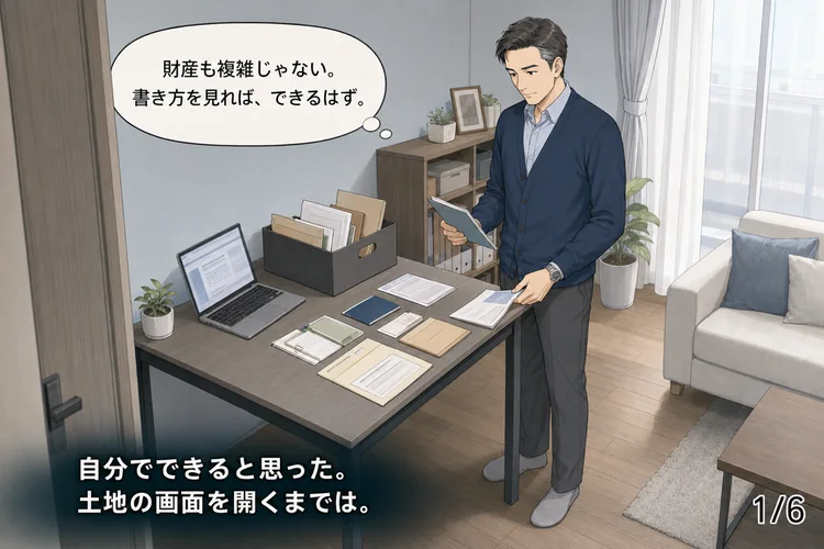 相続税申告を自分で進めようと考える男性