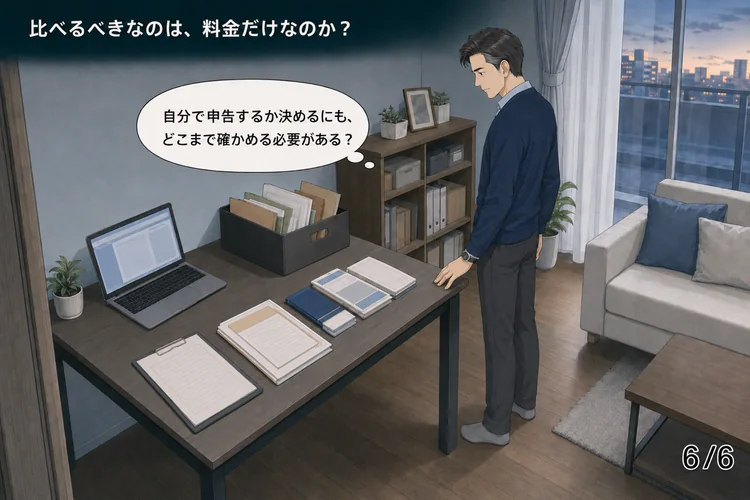 料金だけでなく確認内容を比べる必要性に気づく男性